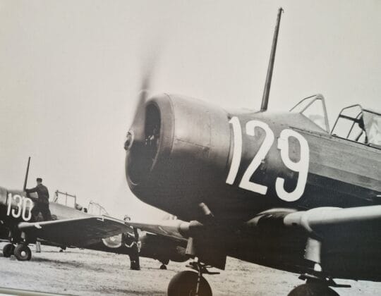 Svartvitt fotografi från flyget i Ljungbyhed tillhörande Historisk Bildbank